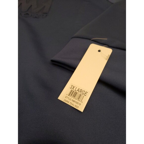 Nicole Miller Sport Hoodie Pressed Raised Print Dark Teal Scuba Pullover 3XL NWT - Picture 3 of 15